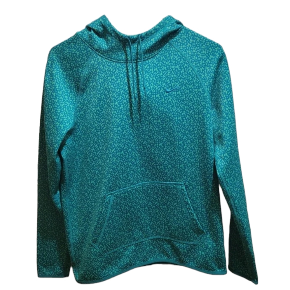 Nike Therma-Fit womens small blue and green polyester fleece lined hoodie